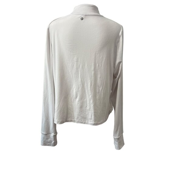 Womens White Long Sleeve Casual Quarter Zip Pullover Minimalist Top Size L - Picture 4 of 11